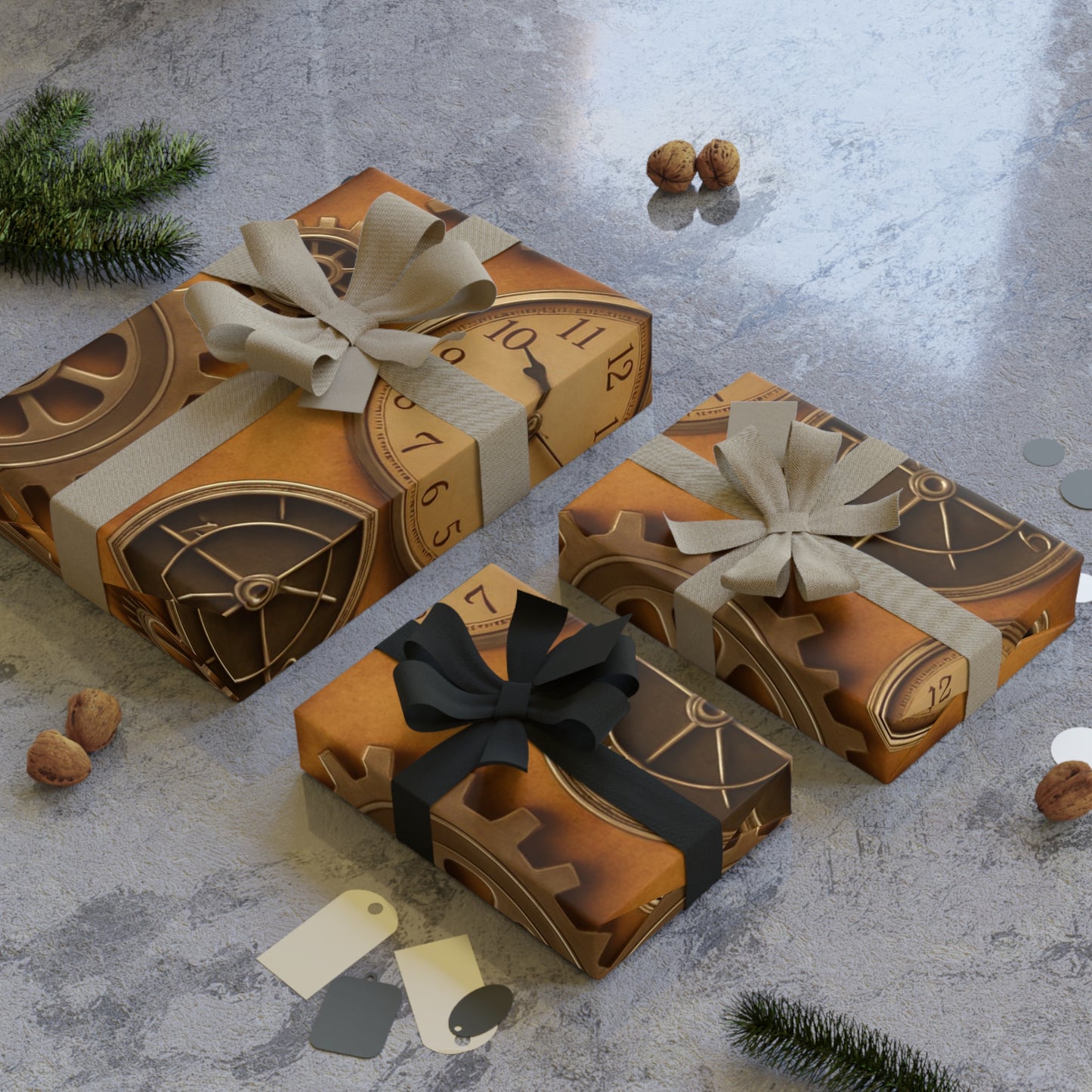 Steampunk-Themed Gift Wrapping Paper Roll, Vintage Mechanical Design for All Occasions, Birthday, Holiday, DIY Crafts, Unique Gift Wrap