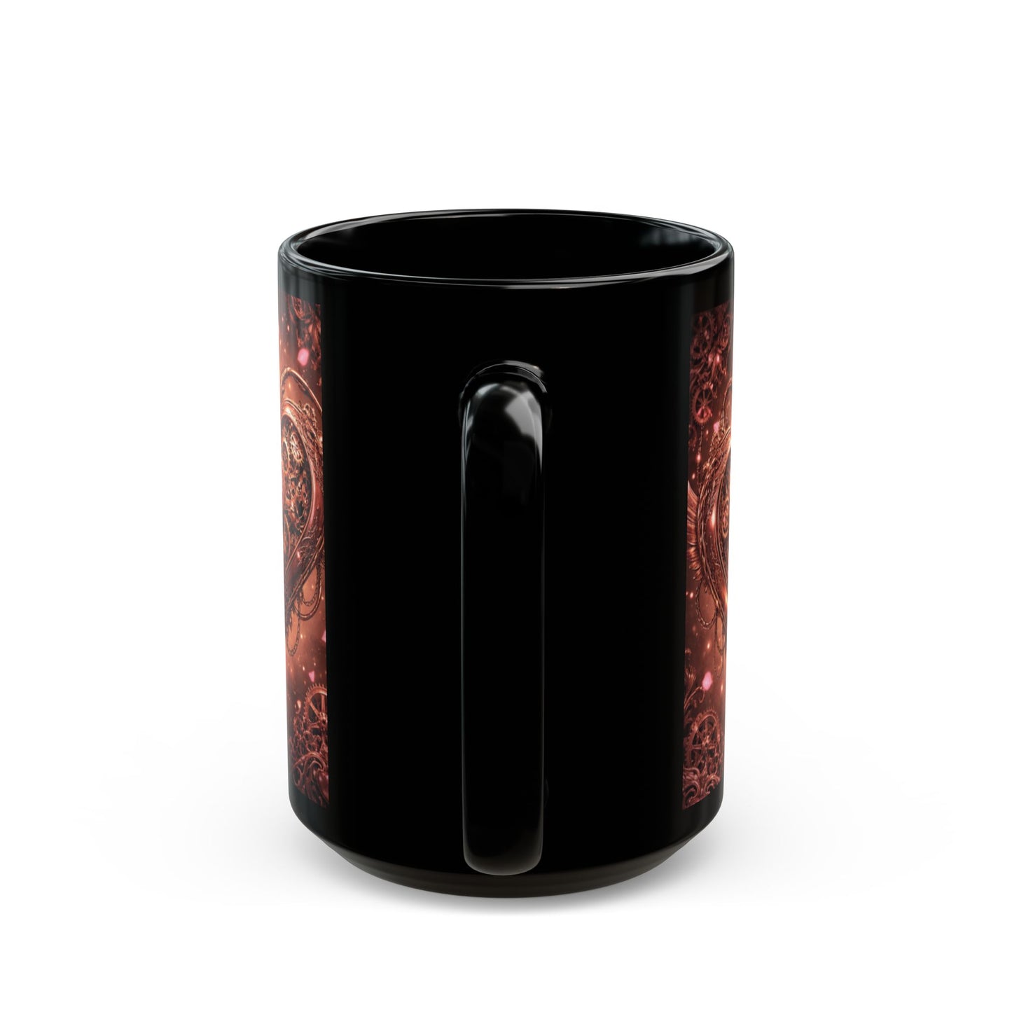 Steampunk Gear Heart Black Mug — 11oz & 15oz