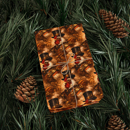 Wrapping Paper Roll — Rustic Rooster Farmhouse Pattern Featuring Colonel Cluckster