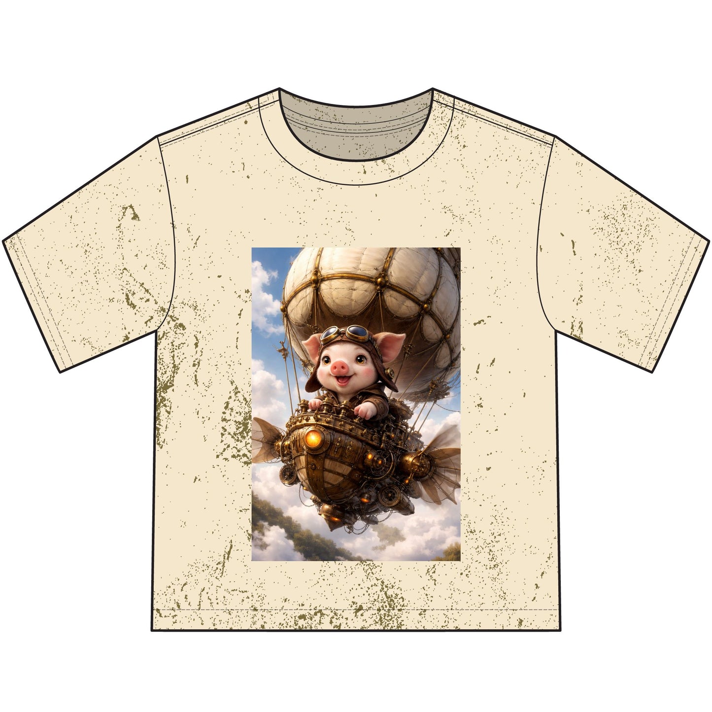 Airship Adventure Piglet Youth T-Shirt — Steampunk Homestead Travel Vibe