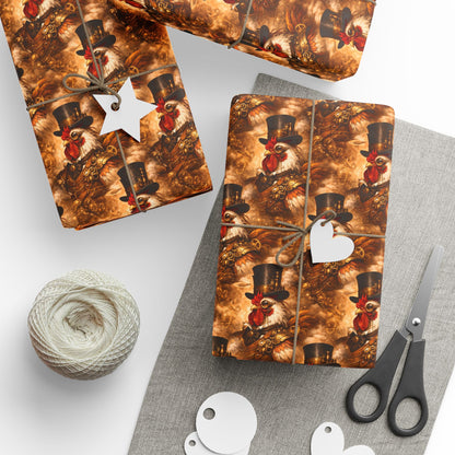 Wrapping Paper Roll — Rustic Rooster Farmhouse Pattern Featuring Colonel Cluckster
