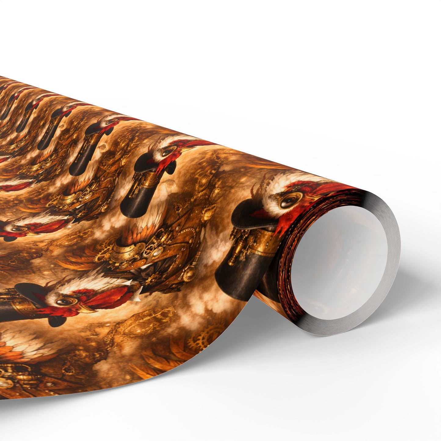 Wrapping Paper Roll — Rustic Rooster Farmhouse Pattern Featuring Colonel Cluckster