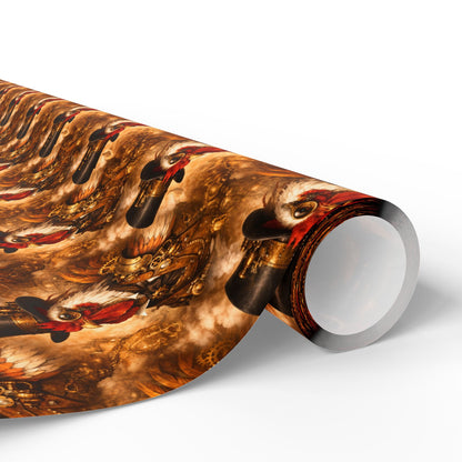 Wrapping Paper Roll — Rustic Rooster Farmhouse Pattern Featuring Colonel Cluckster