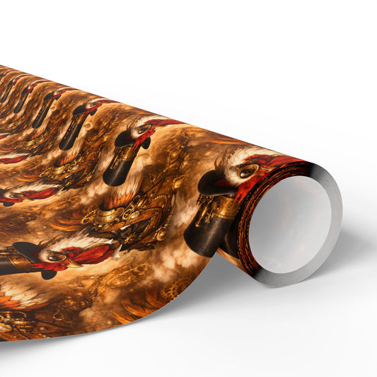 Wrapping Paper Roll — Rustic Rooster Farmhouse Pattern Featuring Colonel Cluckster