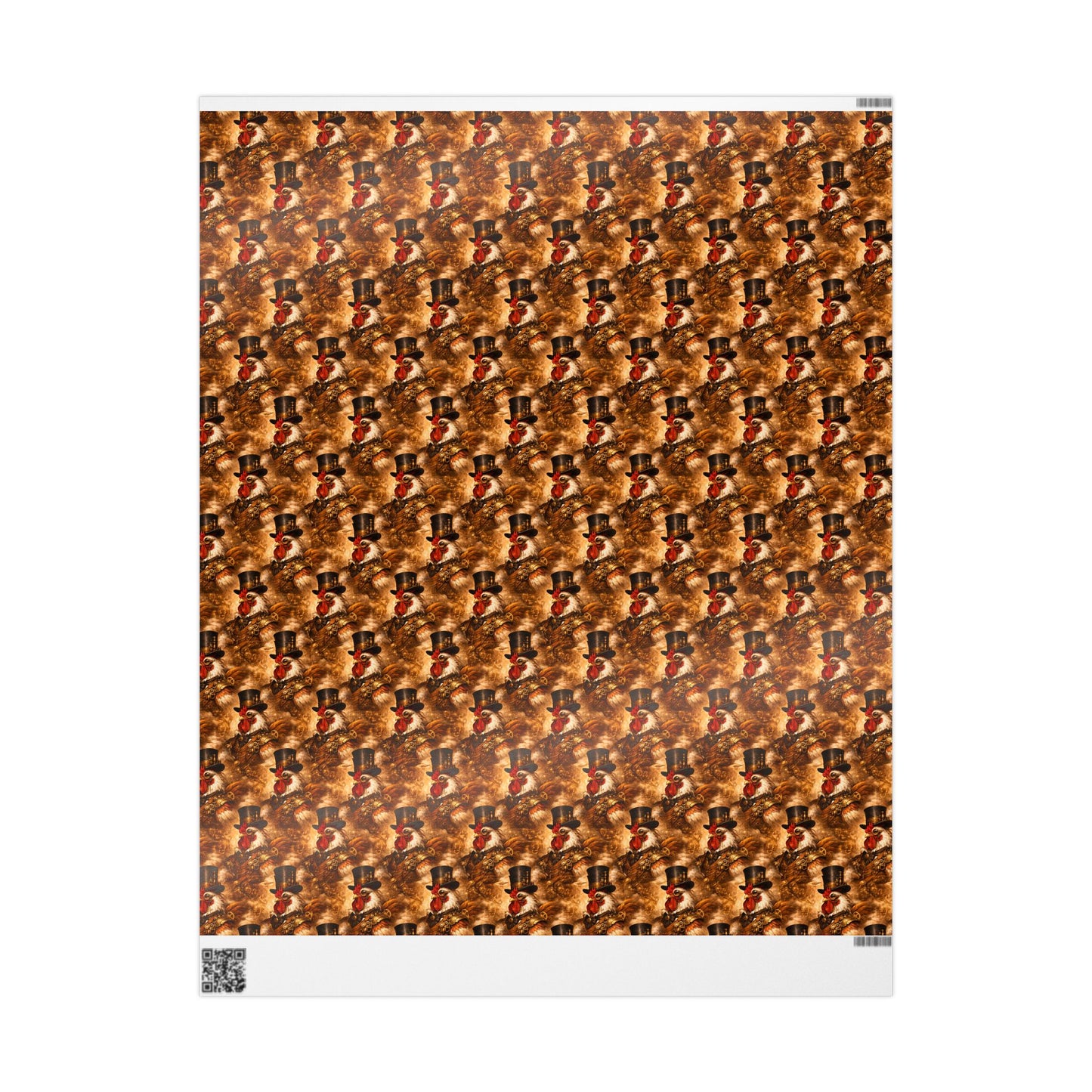 Wrapping Paper Roll — Rustic Rooster Farmhouse Pattern Featuring Colonel Cluckster