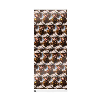 Blue Fantasy Piglet Wrapping Paper - Steampunk Gift Wrap Roll