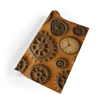 Steampunk-Themed Gift Wrapping Paper Roll, Vintage Mechanical Design for All Occasions, Birthday, Holiday, DIY Crafts, Unique Gift Wrap