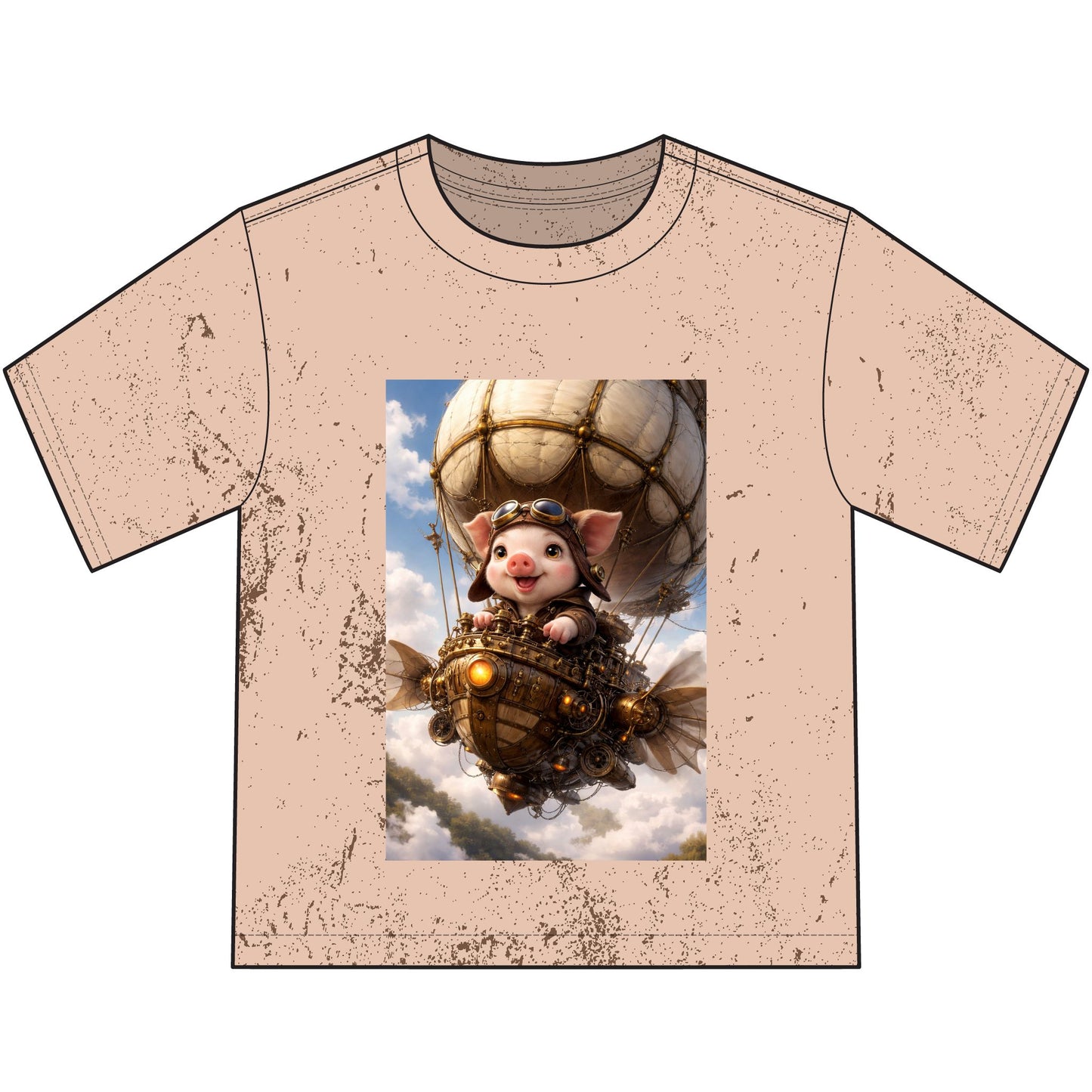 Airship Adventure Piglet Youth T-Shirt — Steampunk Homestead Travel Vibe