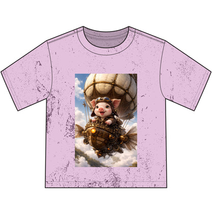 Airship Adventure Piglet Youth T-Shirt — Steampunk Homestead Travel Vibe