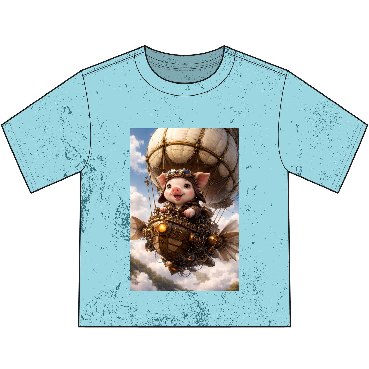Airship Adventure Piglet Youth T-Shirt — Steampunk Homestead Travel Vibe