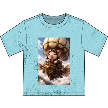 Airship Adventure Piglet Youth T-Shirt — Steampunk Homestead Travel Vibe