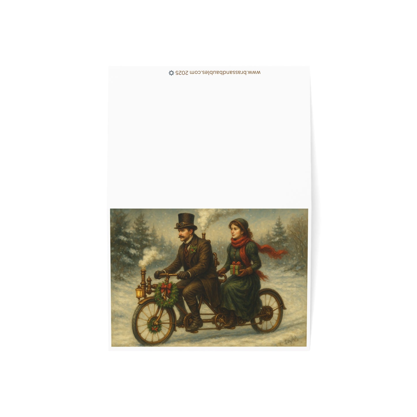 Greeting Cards - Victorian Steam Bicycle Enthusiast Couple Holiday Ride Set