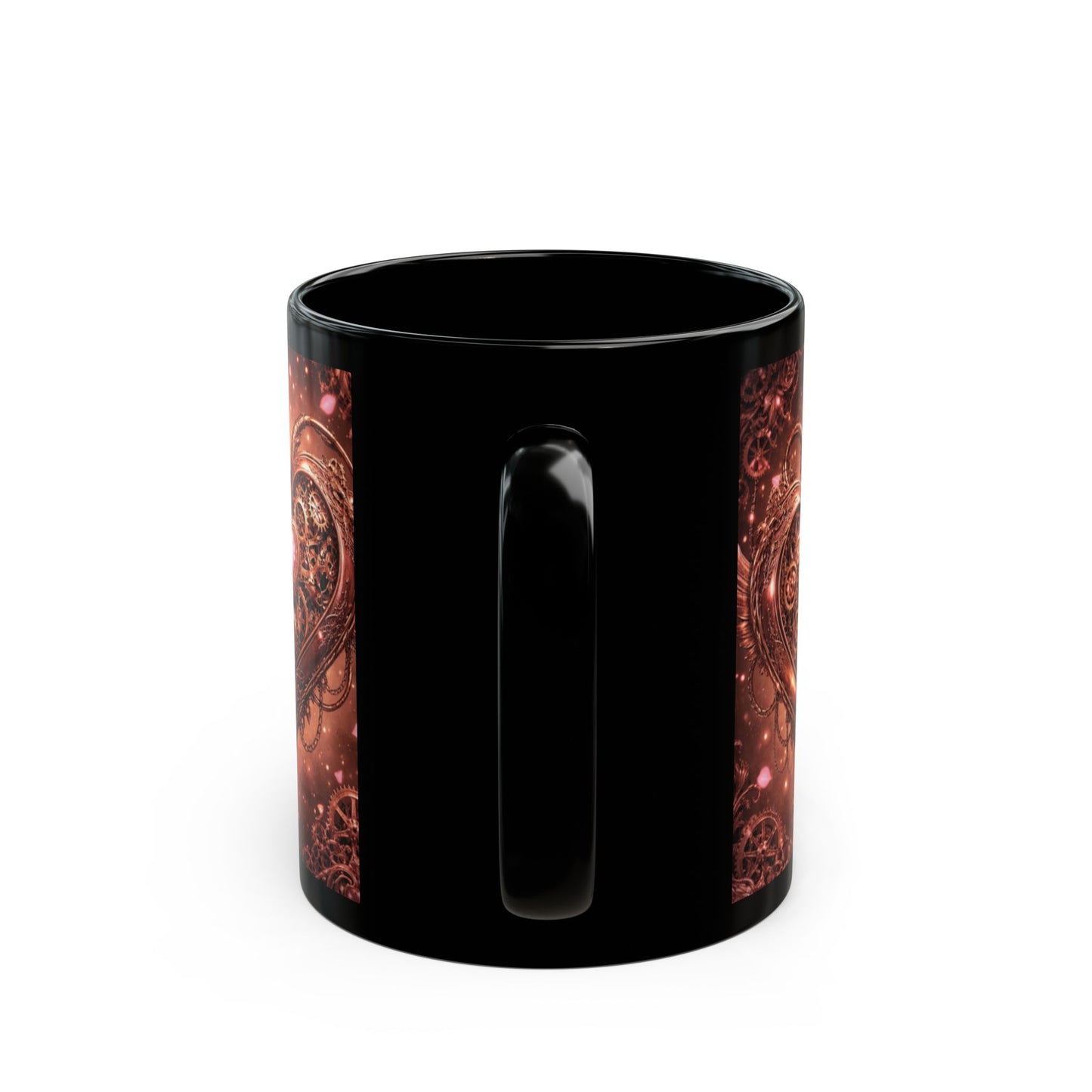 Steampunk Gear Heart Black Mug — 11oz & 15oz
