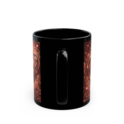 Steampunk Gear Heart Black Mug — 11oz & 15oz