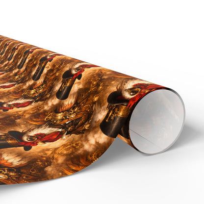 Wrapping Paper Roll — Rustic Rooster Farmhouse Pattern Featuring Colonel Cluckster