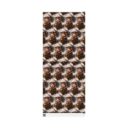 Blue Fantasy Piglet Wrapping Paper - Steampunk Gift Wrap Roll