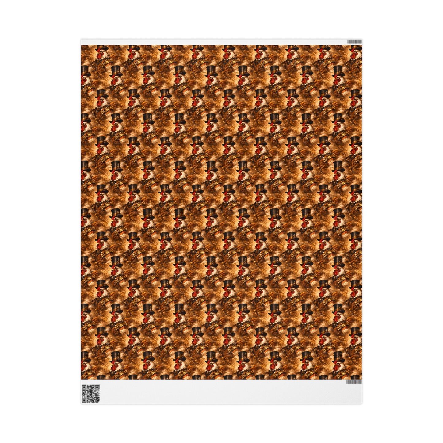 Wrapping Paper Roll — Rustic Rooster Farmhouse Pattern Featuring Colonel Cluckster