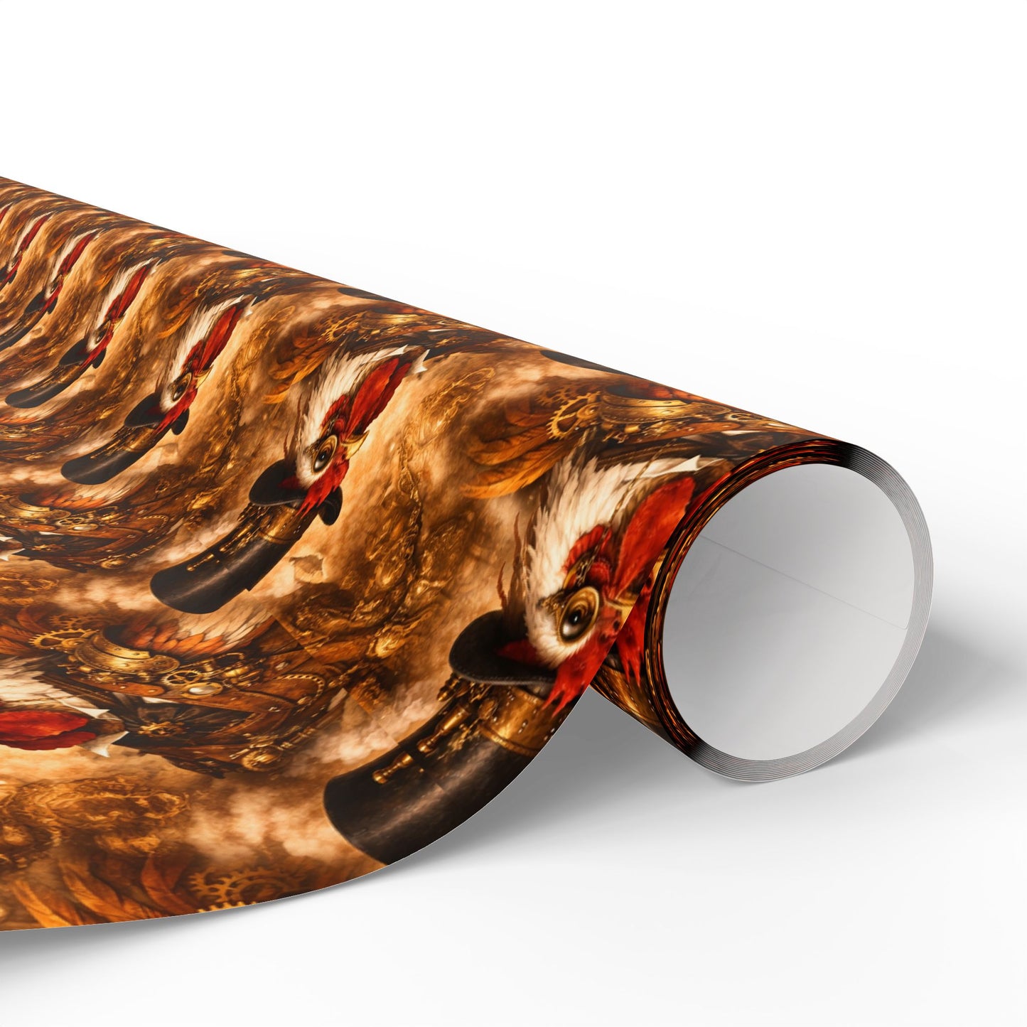 Wrapping Paper Roll — Rustic Rooster Farmhouse Pattern Featuring Colonel Cluckster