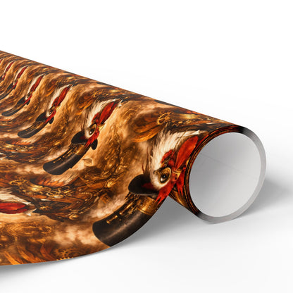 Wrapping Paper Roll — Rustic Rooster Farmhouse Pattern Featuring Colonel Cluckster