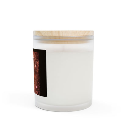 Steampunk Rose Gold Heart Frosted Glass Candle — Romantic 11oz Scented Gift