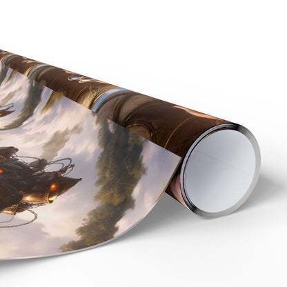 Blue Fantasy Piglet Wrapping Paper - Steampunk Gift Wrap Roll