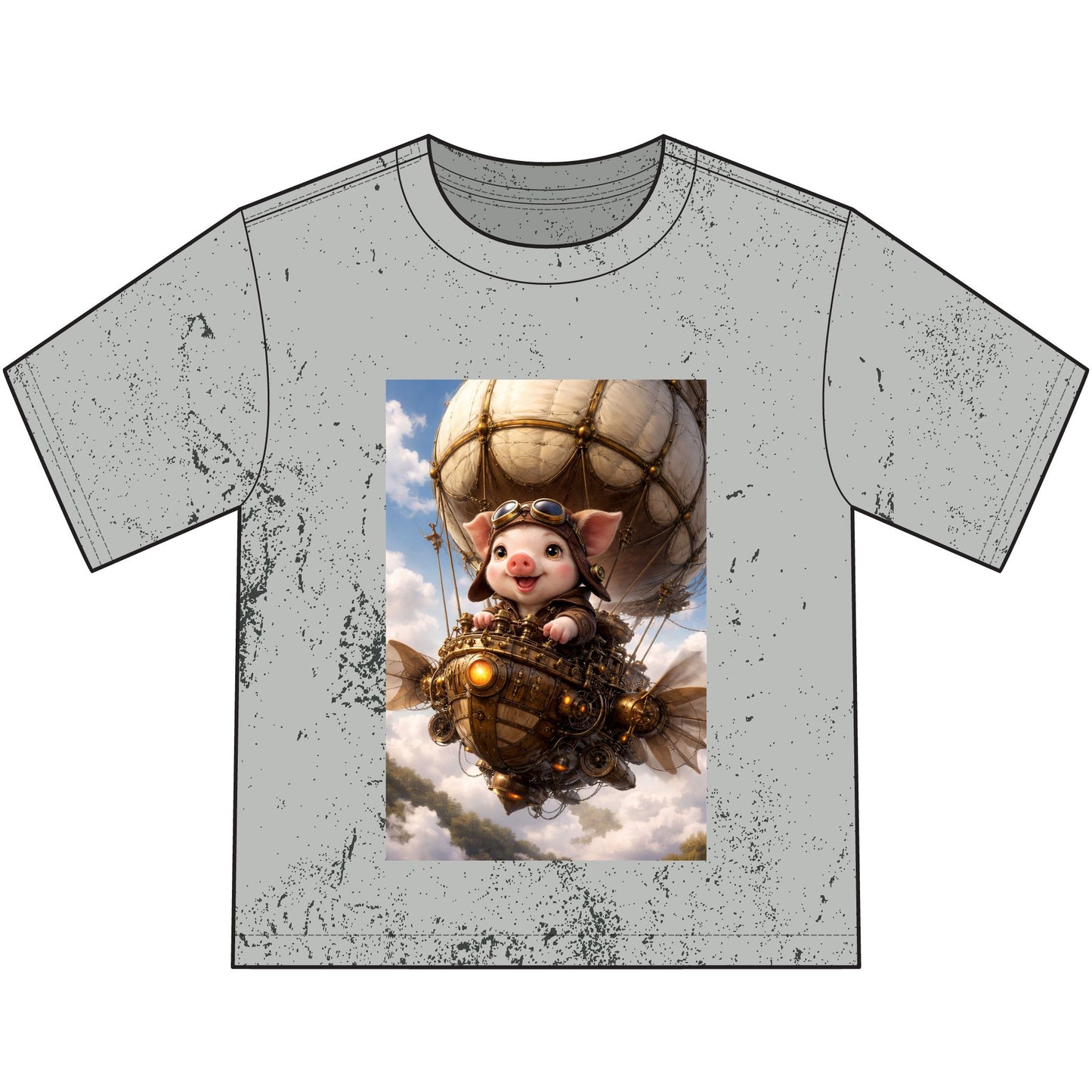 Airship Adventure Piglet Youth T-Shirt — Steampunk Homestead Travel Vibe