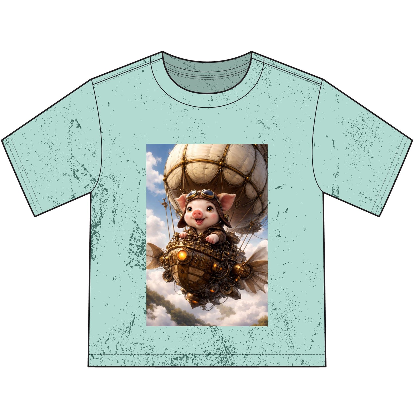 Airship Adventure Piglet Youth T-Shirt — Steampunk Homestead Travel Vibe