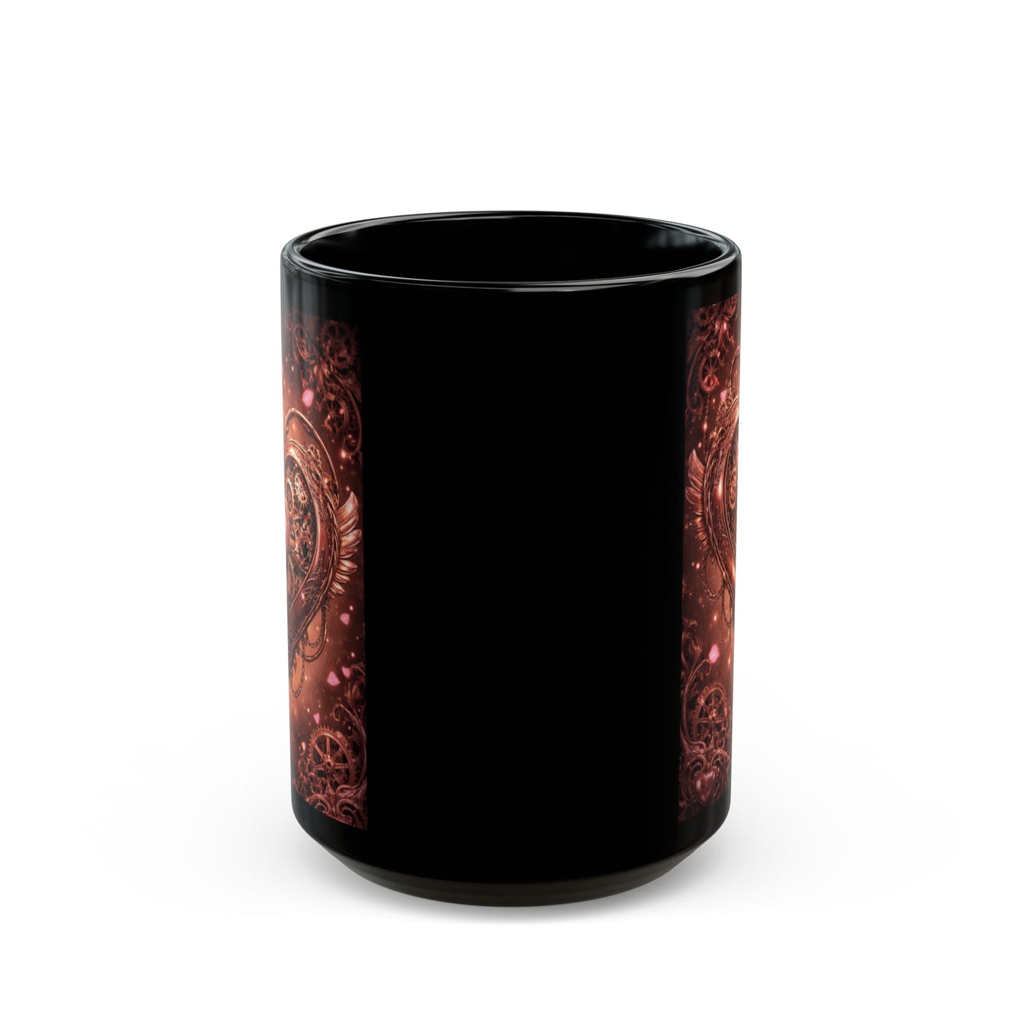 Steampunk Gear Heart Black Mug — 11oz & 15oz
