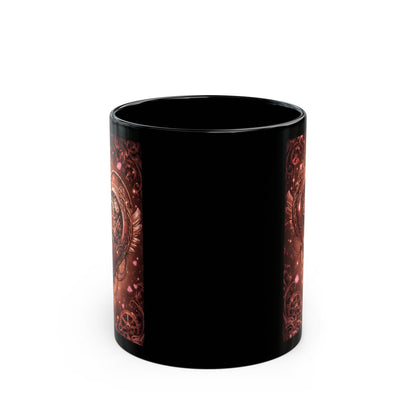 Steampunk Gear Heart Black Mug — 11oz & 15oz
